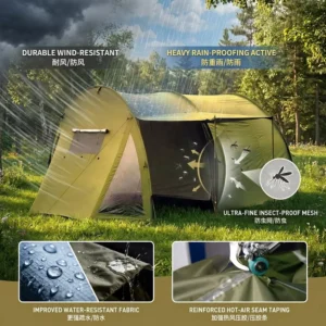 Luxury Tunnel Tent Light Glamping Carpa 3 5 Person Family Outdoor Clamping Camping Tent One Bedroom One Living Room