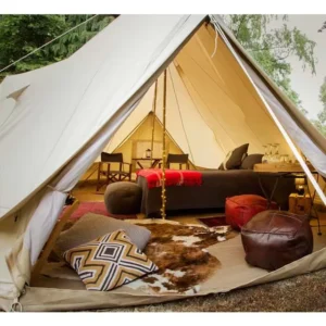 Luxury Waterproof Customize Sibley Outdoor 5m Four Season Aluminum Frame Quick Automatic Opening Glamping Canvas Bell Tent