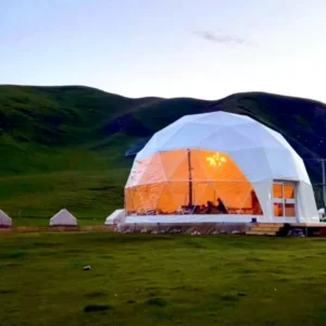 Luxury Waterproof Geodesic Dome Tent Galvanized Steel Frame Clear Glamping House With Panoramic View for Eco Resort Hotel Use