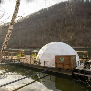 Luxury Waterproof PVC Tent Dome Half Round Shaped Floating Campsite Setup for Glamping for Lake Side Outdoor Experiences