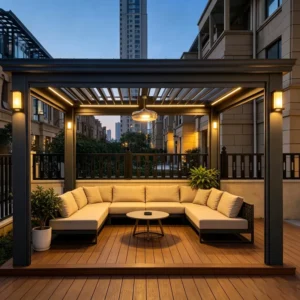 M191 Freestanding Bioclimatic Aluminum Pergola Outdoor Canopy Privacy Blinds Eco-Friendly UV Resistant Powder Coated