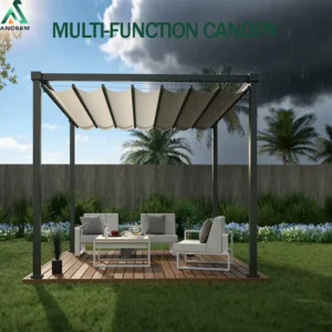 Manual Adjustable Sun Shade Canopy Pergola Outdoor Aluminum Structure for Patio Garden With Locking Straps Included