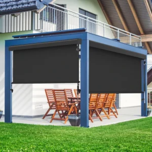 Manual Crank Built-In Patio Blinds and Privacy Screens With Blackout for Outdoor Living Areas