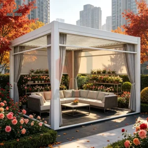 Manual Louver Pergola Without Motor, Impact and Corrosion Resistant Aluminum, All-Season Canopy