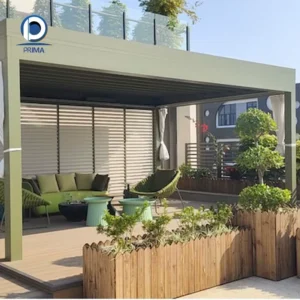 Mediterranean Style Aluminum Alloy Pergola Rough Texture Sun Resistant Waterproof Dyed Shelter for Coastal Villa Courtyard