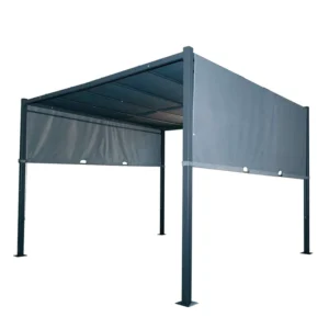 Metal Frame Gazebo Wrought Iron Outdoor Shelter with Movable Top Easy Assembly