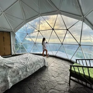Metal Frame Geodesic Igloo Dome Tent Kit, Outdoor Large Glamping PVC Double Room, Waterproof, 3000mm Wind Resistance