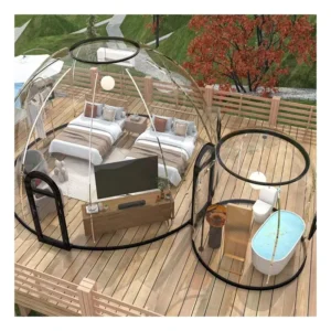 Metal Star House Powder-Coated Transparent Inflatable Dome Tent for Outdoor Camping