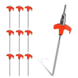 Metal Tent Screw Nails with Six-Sided Head Ground Stakes Orange Canopy Anchors Socket for Camping Beach Shelter Tent Accessories