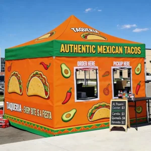 Mexican Taco Stand Easy Set-up Pop-up Tent Food Booth for Restaurant Events or Music Festivals