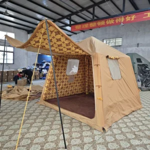 Middle East Inflatable Camping Tent 600D Double Layer Oxford Cloth Single Room Outdoor Tent With Front Sun Awning Family Tent