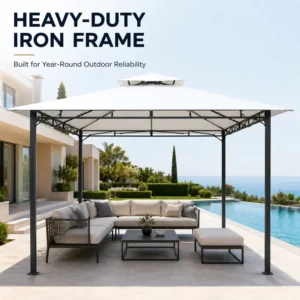 Modern 3×3 Meters Metal Outdoor Canopy Double Tiered Roof Sun Shelter for Residential Garden Bulk Pricing