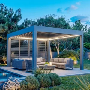 Modern 4x6m Freestanding Pergola Aluminum Louver Roof Motorized Waterproof Garden Canopy Luxury Living Spaces Factory Direct