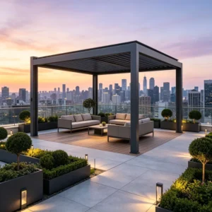 Modern Aluminum Alloy Gazebo Outdoor Courtyard Sunshade Canopy Villa Garden Sunroom Leisure Pavilion Louvered Smart Home