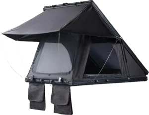 Modern Aluminum Alloy Rooftop Tent with 4 Support Rods & LED Lights Easy Setup for Summer Use