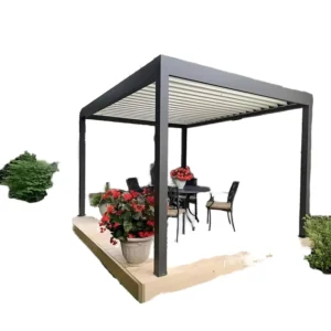 Modern Aluminum Pergola Outdoor Pergola with Adjustable Canopy Stable Sided Base Aluminum Gazebos for Backyard