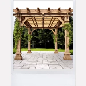 Modern Design GRC Fiberglass Reinforced Outdoor Decorative Canopy Concrete Tan Gazebo With Wood Grain Effect