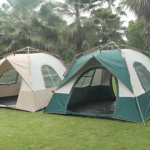 Modern Four-Season 210D Oxford Waterproof Camping Tent Fiberglass Reinforced Straight Bracing 3-4 Person Quick Automatic Opening