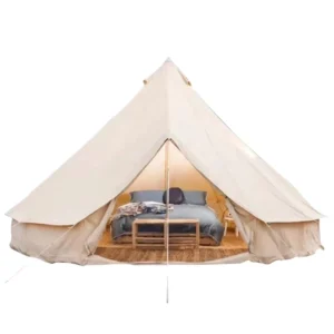 Modern Luxury Outdoor Cotton Canvas Oxford Fabric Yurt Bell Tent Two-Door Family Camping Teepee Tent