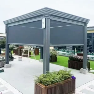 Modern Metal Windproof Louver Sunshade Canopy Electric Flip Gazebo Intelligent Flap for Villa Courtyard Eco Friendly Aluminum