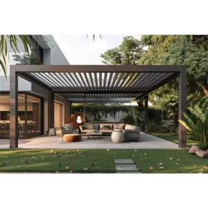Modern Outdoor Aluminum Canopy Wall Mounted Waterproof Louver Opening Roof Cover Motorized Pergola Gazebo Customized Color Size