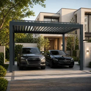 Modern Outdoor Pergola System for Villa Patios, Poolside Areas and Backyard Entertainment Spaces