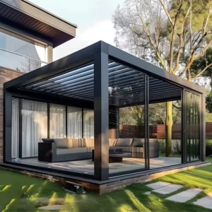 Modern Outdoor Waterproof Aluminum Motorized Remote Control Louvered Pergola Canopy with UV Protection and Shading