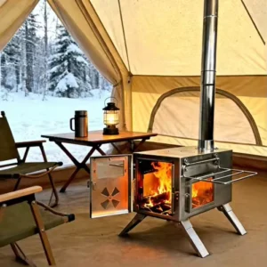 Modern Stainless Steel Portable Geodome Tent Wood Stove Cold Weather Camping Oven Heating Cooking Use