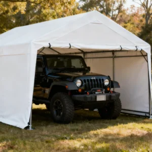 Modern Style Steel Car Garages Portable Metal Frame Shelters with Heat Treated Wood Snowproof Easy Installation