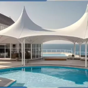 Modern Waterproof Rain Canopy Sunshade Shelter Undertake Membrane Structure for Swimming Pool Amusement Park Garden Scenic