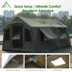 Modular 8+8 Cotton Inflatable Tent Extension Large Waterproof UV Resistant Four Season Glamping Expandable Outdoor Tent One
