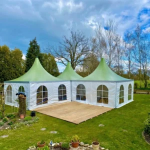 Modular Khaki Pagoda Tent Combination Aluminum Marquee Clear View Party Tent for VIP Hospitality Reception