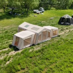 Modular TC Cotton Inflatable Tent 18.16㎡ Expandable Air Tent Family Camping Glamping Tent with Annex