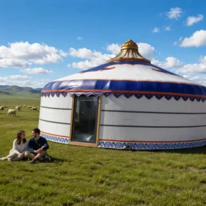 Mongolian Bell Yurt Double Layer Four Season PVC Waterproof Outdoor Glamping Tent 9 30m One Bedroom Living Room >3000mm