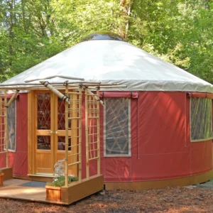 Mongolian Wooden Yurt Tent for Camping with Bathroom