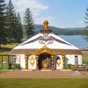 Mongolian Yurt Camping Tent Double-Layer 4-Season Thick Waterproof Windproof PVC Oxford One-Bedroom 9-30m
