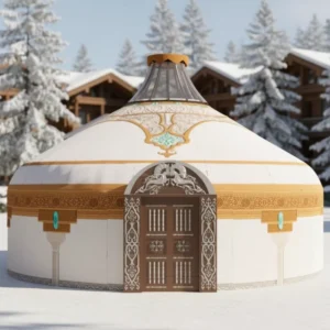 Mongolian Yurt Camping Tent Double-layer Four Season Thick Waterproof Snow Windproof Oxford PVC Warm 9-30m One Bedroom