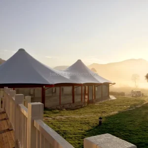 Mongolian Yurt Safari Glamping Tent with Bathroom Four-Season Use Stainless Steel Rods Custom Sizes