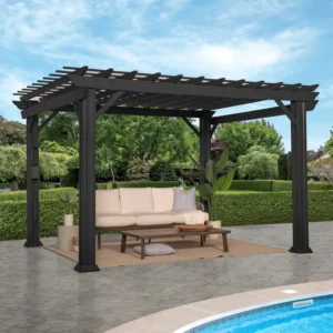 Motorized Aluminum Outdoor Gazebo Pergola Kit with Waterproof Louvered Canopy