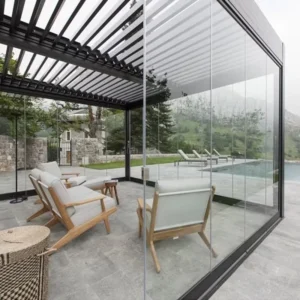 Motorized Aluminum Pergola with Windproof and Rainproof Design for Patios