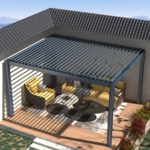 Motorized Louvered Aluminum Pergola Canopy Waterproof Outdoor Gazebo Kit