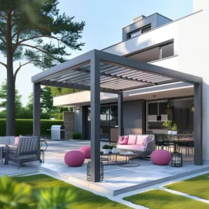 Motorized Louvered Aluminum Pergola Canopy Waterproof Outdoor Pavilion Gazebo