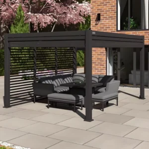 Motorized Louvered Aluminum Pergola Canopy, Waterproof Outdoor Pavilion Gazebo