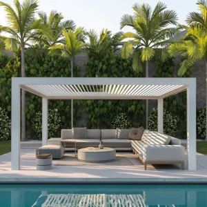 Motorized Louvered Aluminum Pergola Waterproof Shading Garden Canopy Gazebo Pavilion Outdoor Bioclimatic Pergola