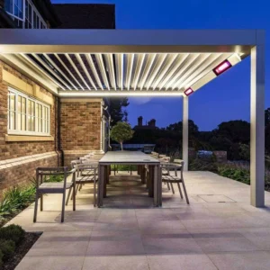 Motorized Louvered Retractable Roof Modern Backyard Aluminum Pergola Canopy with Waterproof Sun Protection