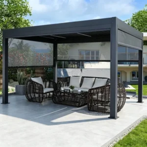 Motorized Louvered Roof 4x6m Aluminum Pergola Waterproof Outdoor Garden Patio Gazebo 13x20ft Villa Canopy