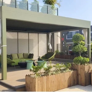 Motorized Outdoor Rainproof Panel Slats Garden Canopy Patio Powder-Coated Gazebo Bioclimatic Louvered Aluminum Pergola