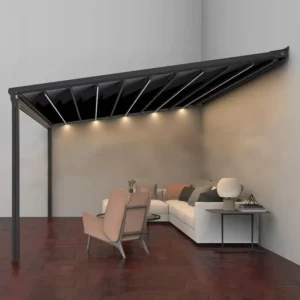 Motorized Outdoor Retractable Roof Waterproof PVC Aluminum Pergola Electric Folding Roof Patio Awning