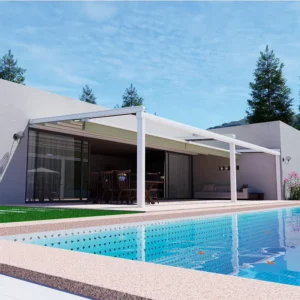 Motorized Outdoor Retractable Roof Waterproof PVC Aluminum Pergola Electric Folding Roof Patio Awning