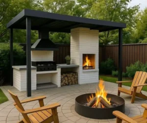 Motorized Retractable Aluminum Gazebo with Windproof and Rainproof Intelligent Roof for Outdoor Kitchens